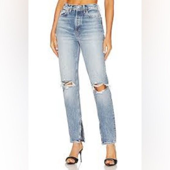 NWT RE/DONE Super High Drainpipe Destroy Wrecking Blue Jeans - Picture 1 of 16